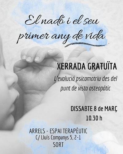 El primer any de vida del nadó té una importància crucial en el seu desenvolupament i creixement. En aquest temps de descobrir i explorar el món es generen els majors canvis i aprenentatges.

A través de l'osteopatia s'acompanya el nadó en aquests primers anys per garantir una adequada evolució psicomotriu. 

El dissabte 8 de març a les 10.30 h parlarem de com ha de ser aquesta evolució i que és el que podem observar-ne com a pares. 

La xerrada és gratuïta, però les places són limitades. Cal fer reserva al 608 84 79 95.