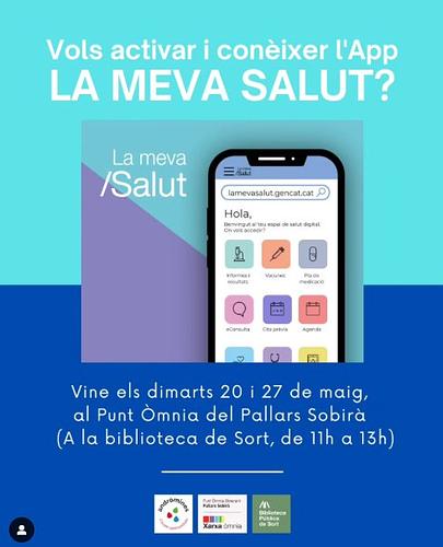 Tens instal·lada l'app #LaMevaSalut al teu mòbil o tauleta? 🤳🏻 Saps que amb aquesta app pots demanar cita al metge, fer consultes en línia, consultar els resultats de les teves analítiques i el teu historial mèdic... i molt més?

👉🏻 El Punt Òmnia Itinerant Pallars Sobirà està aquí per ajudar-te! Vine dimarts 20 i 27 de maig d'11 del matí a 1 del migdia a la Biblioteca Pública de Sort i et donarem suport per instal·lar i fer funcionar l'aplicació!