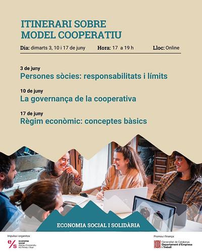 📣 Estàs començant en una cooperativa? Vols iniciar un nou projecte cooperatiu? 

🚀 Torna l'itinerari formació sobre el Model Cooperatiu 

👉 3 de juny: Persones sòcies: responsabilitats i límits
👉 10 de juny: La governança de la cooperativa
👉 17 de juny: Règim econòmic: conceptes bàsics

⏰ 17 a 19 h
💻 Sessions online i gratuïtes

✍️ Inscriu-te: https://serveis.acapa.cat/program/itinerari-sobre-el-model-cooperatiu