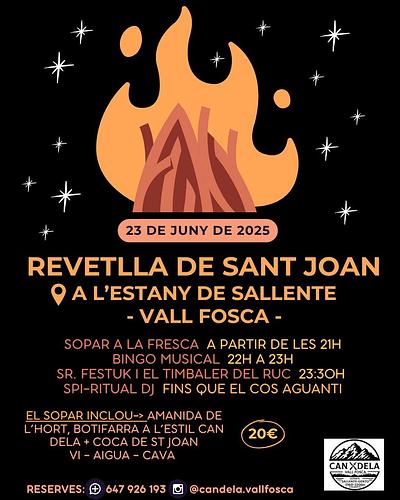 Genteta!! Tenim notícies d'última hora🔥! Aquesta revetlla Sr.Festuk i el Timbaler del Ruc, serem al bar restaurant de l'Estany de Sallente a la Vall Fosca, un raconet preciós on passar un Sant Joan amb un ambient familiart immillorable! Si voleu fugir de les grans multituds...podeu reservar taula amb sopar a @candela.vallfosca 647926193 
Us hi esprem 🌌✨