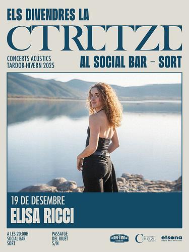 🎶 Últim concert del cicle de tardor de la CTretze demà a Sort! 🍂🙌🏽

🫶🏽🎤 Elisa Ricci @elisariccix vocalista, acompanyada de Jaime de Burgos i Jorge Lauzurika, ens oferirà un concert acústic amb versions de temes reconeguts del panorama musical nacional i internacional 🎸🎼

🕗 Hora: 20:00h
📍 Lloc: Social Bar, Sort

✨ No us ho perdeu — us esperem per passar un bonic vespre amb bona música i la millor birra @ctretzepirineus 🍻! 
.
#ConcertsSort #CTretze #SocialBar #ElisaRicci #MúsicaEnViu #CicleDeTardor