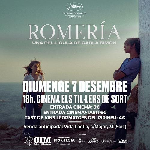 Aquest diumenge 7 de desembre ens espera una jornada molt especial!
✨ En col·laboració emb el ‘PROTESTA’ ,Festival de Cinema Social de Vic,’ projectarem ROMERIA, la última pel·lícula de la directora Carla Simón. Una història sobre la memòria familiar que tanca la trilogia,'Estiu 1993' y 'Alcarràs'.
A més en acabar gaudirem d’un tast de vins i formatges del Pirineu amb productes de Casa Sambola de Sort

📅 Diumenge 7 de Desembre
📍 Cinema Els Til·lers de Sort
🕗 18:00h
ENTRADA CINEMA: 3€
ENTRADA CINEMA + TAST: 6€
TAST DE VINS I FORMATGES DEL PIRINEU: 4€
----------------------------------------------------------------
Venda anticipada: Vida Làctia, c/Major, 31 (Sort)

Tràiler de la pel·lícula:
https://youtu.be/TKMHXPTNkdE?si=kJhVES--wl0dw_M6
