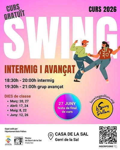 🟣 INTERMIG I AVANÇAT

📅 Dies de classe:
• Març: 20, 27
• Abril: 17, 24
• Maig: 8, 22
• Juny: 12, 26
🎉27 JUNY festa final de curs

🕰 Horaris:
🟠 18:30h – 20:00h Intermig
🔴 19:30h – 21:00h Avançat

Els dos nivells compartiran 30 minuts d'activitat conjunta, per poder practicar plegades!

📍 Casa de la Sal – Gerri de la Sal
👉 Inscripcions aquí:
https://forms.gle/DFUL1RMizSLesvAb7