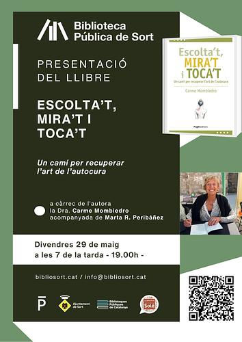 😮‍💨 Convé fer una aturada en aquest món vertiginós per trobar el nostre camí a l'autocura

📖 Descobreix com posar la salut a les nostres mans amb el llibre "Escolta't, mira't i toca't" de Carme Mombiedro acompanyada per l'artterapeuta i creadora Marta R. Peribáñez

🗓️ Divendres 29/5, a les 7 de la tarda
ℹ️ més info a https://bibliosort.cat/esdeveniments/presentacio-llibre-mombiedro/